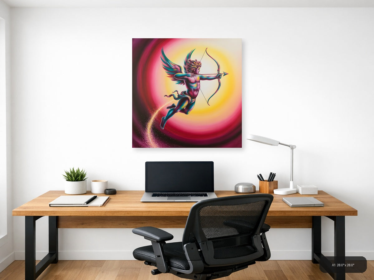 Colorful Cupid Angel with Bow Abstract Wall Art — A1 / Office