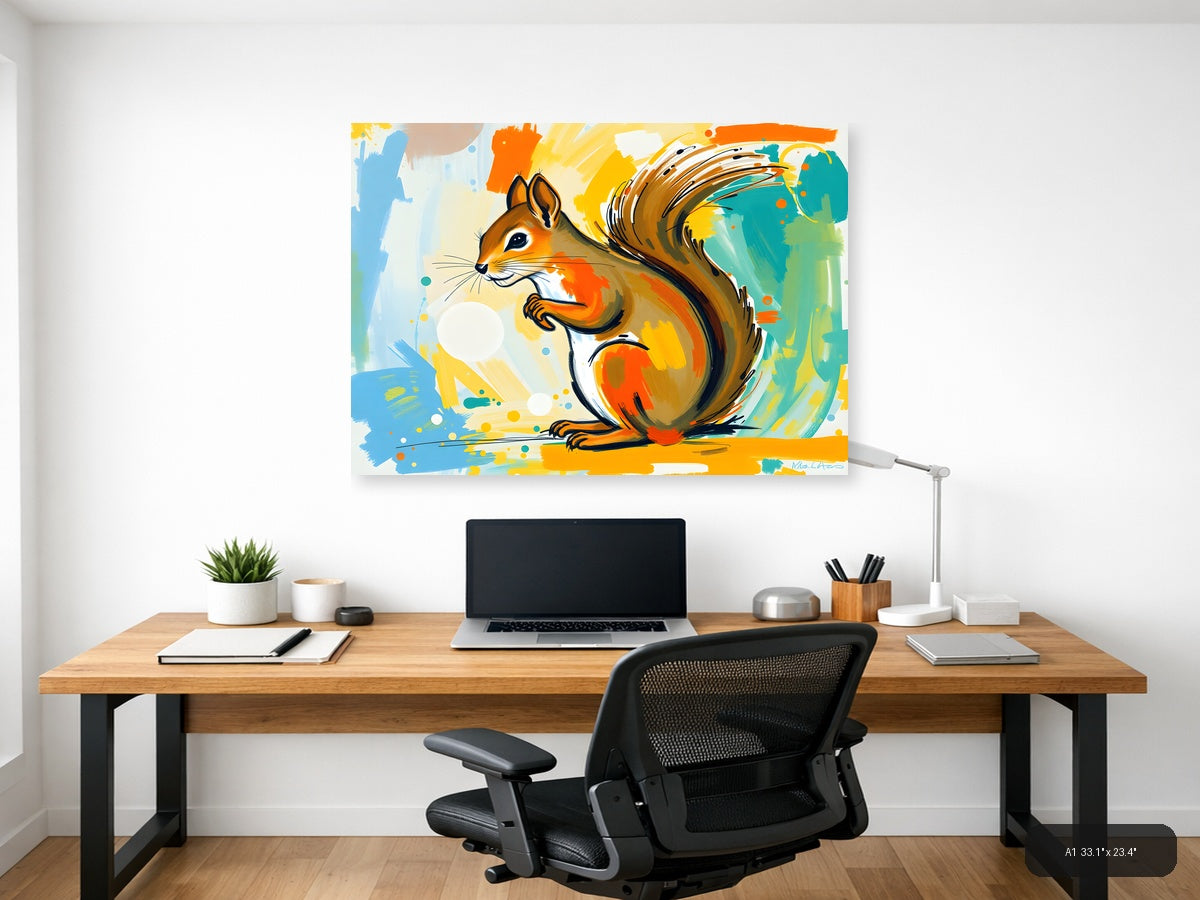 Colorful Abstract Squirrel Modern Animal Wall Art — A1 / Office