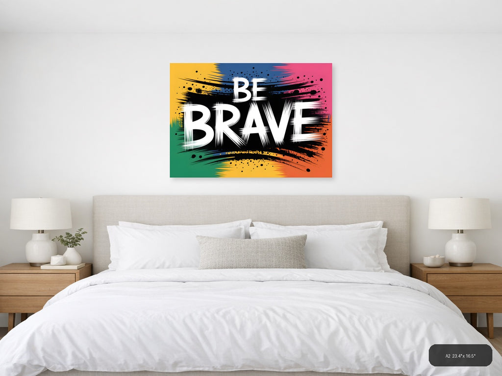 Be Brave Abstract Graffiti Street Art Wall Art — A2 / Bedroom