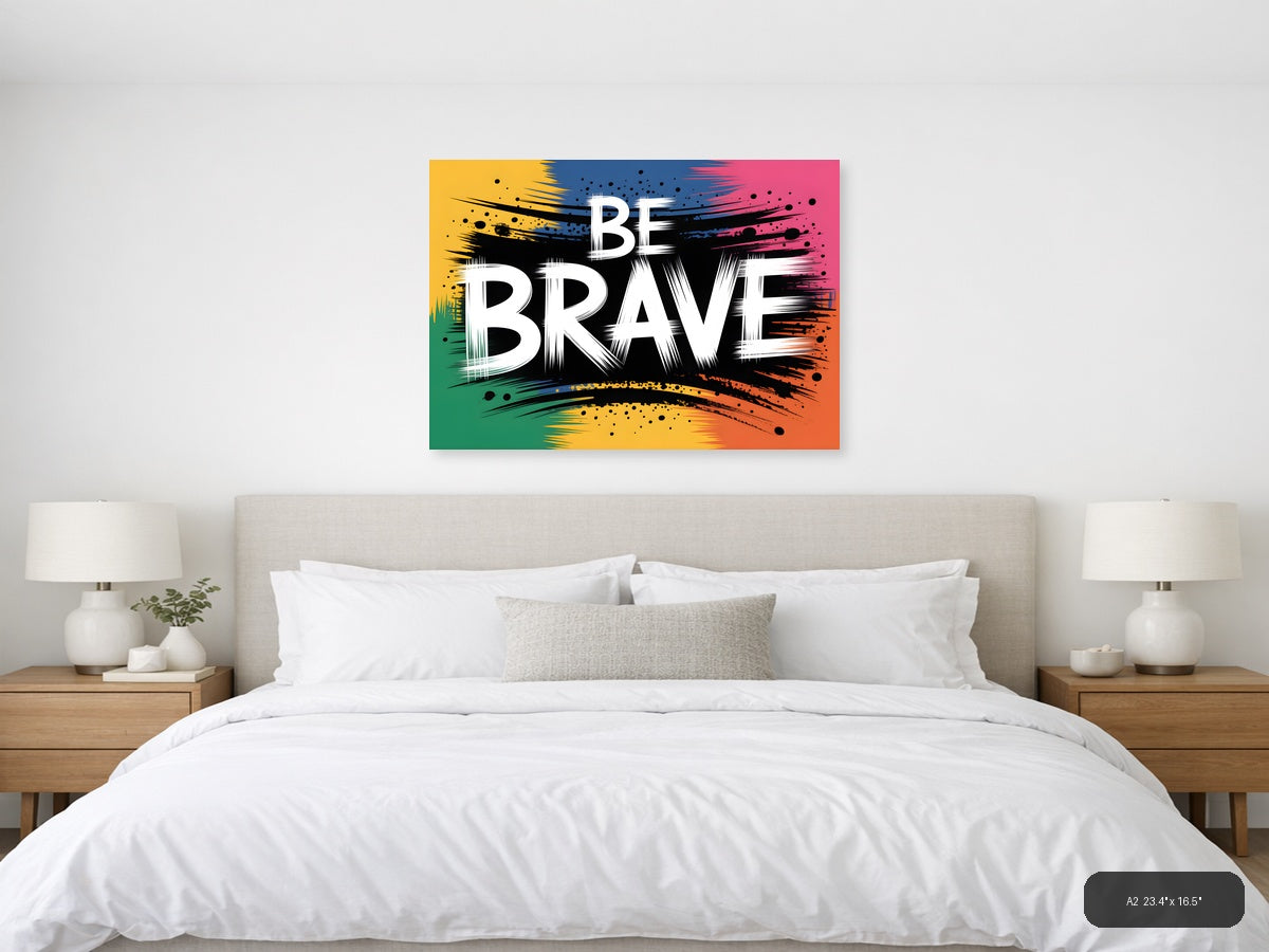 Be Brave Abstract Graffiti Street Art Wall Art — A2 / Bedroom