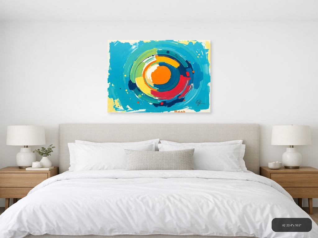 Colorful Abstract Concentric Circles Modern Wall Art — A2 / Bedroom
