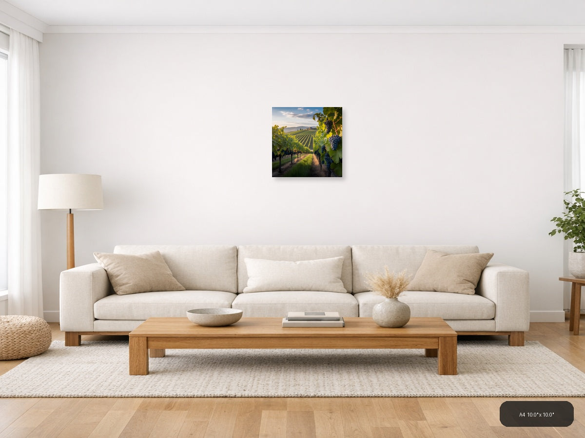 Tuscan Vineyard Sunset Photography Wall Art — A4 / Living Room