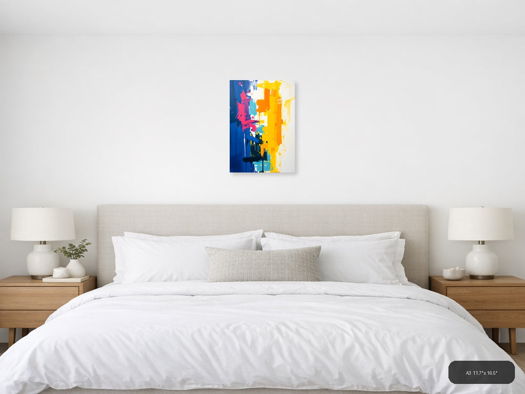 Bold Abstract Paint Splash Portrait Wall Art — A3 / Bedroom