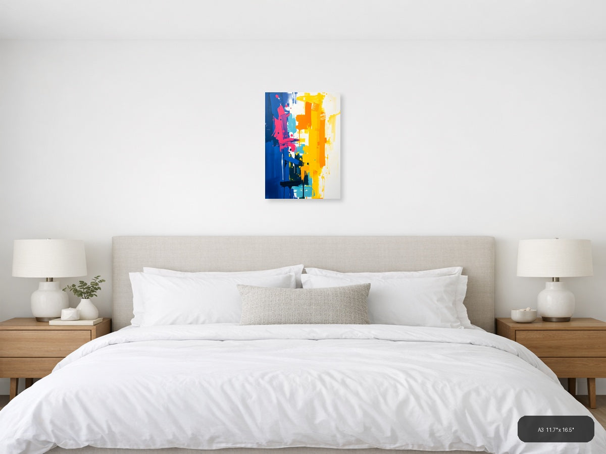 Bold Abstract Paint Splash Portrait Wall Art — A3 / Bedroom