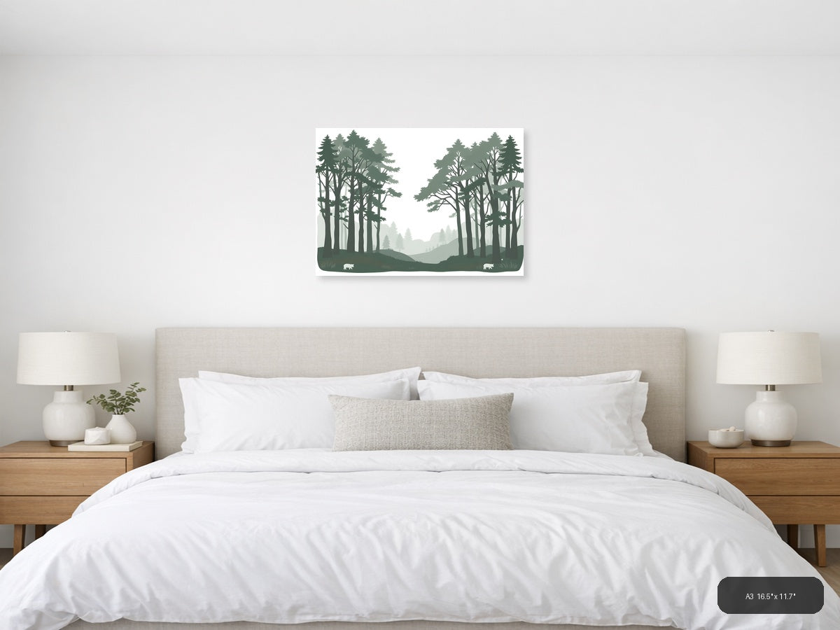 Minimalist Forest Path Landscape Wall Art — A3 / Bedroom