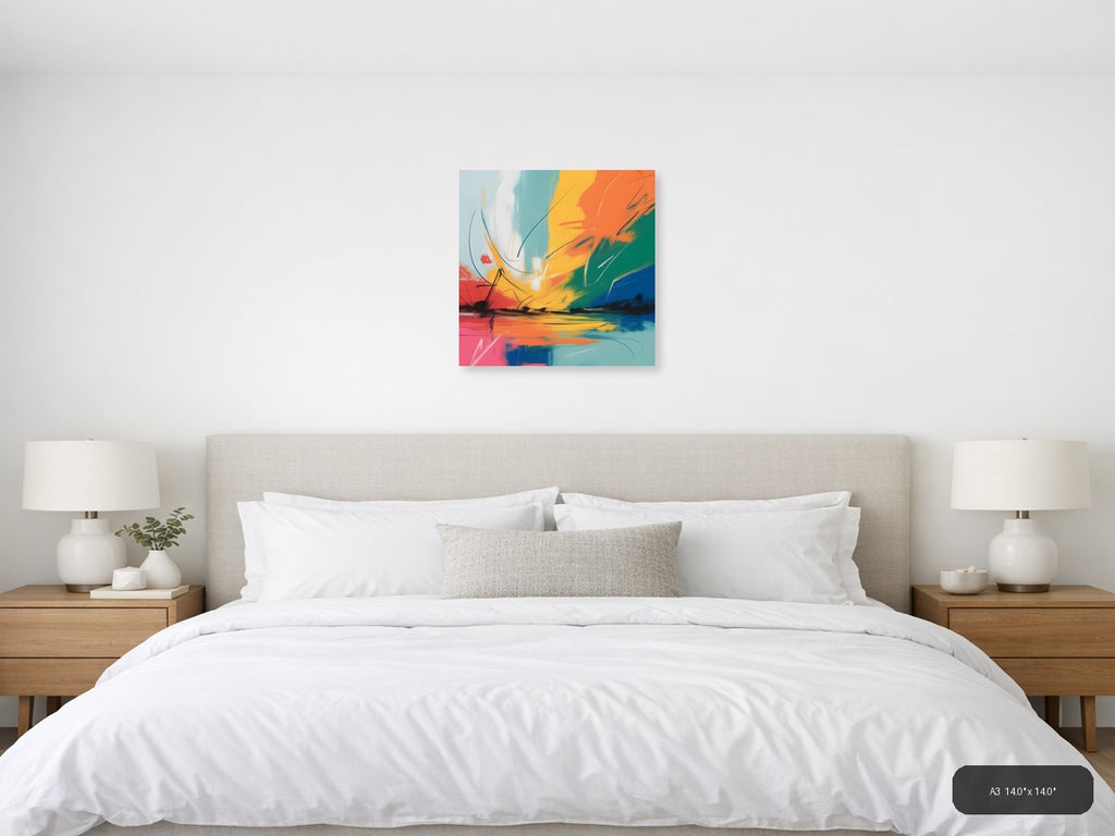Colorful Abstract Landscape Sunset Wall Art — A3 / Bedroom
