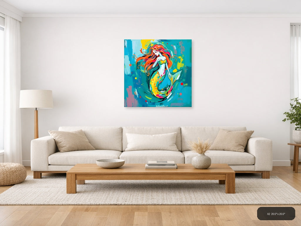 Colorful Mermaid Abstract Pop Art Wall Art — A2 / Living Room