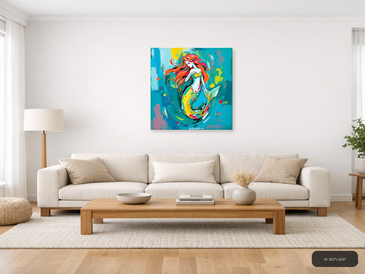 Colorful Mermaid Abstract Pop Art Wall Art — A2 / Living Room