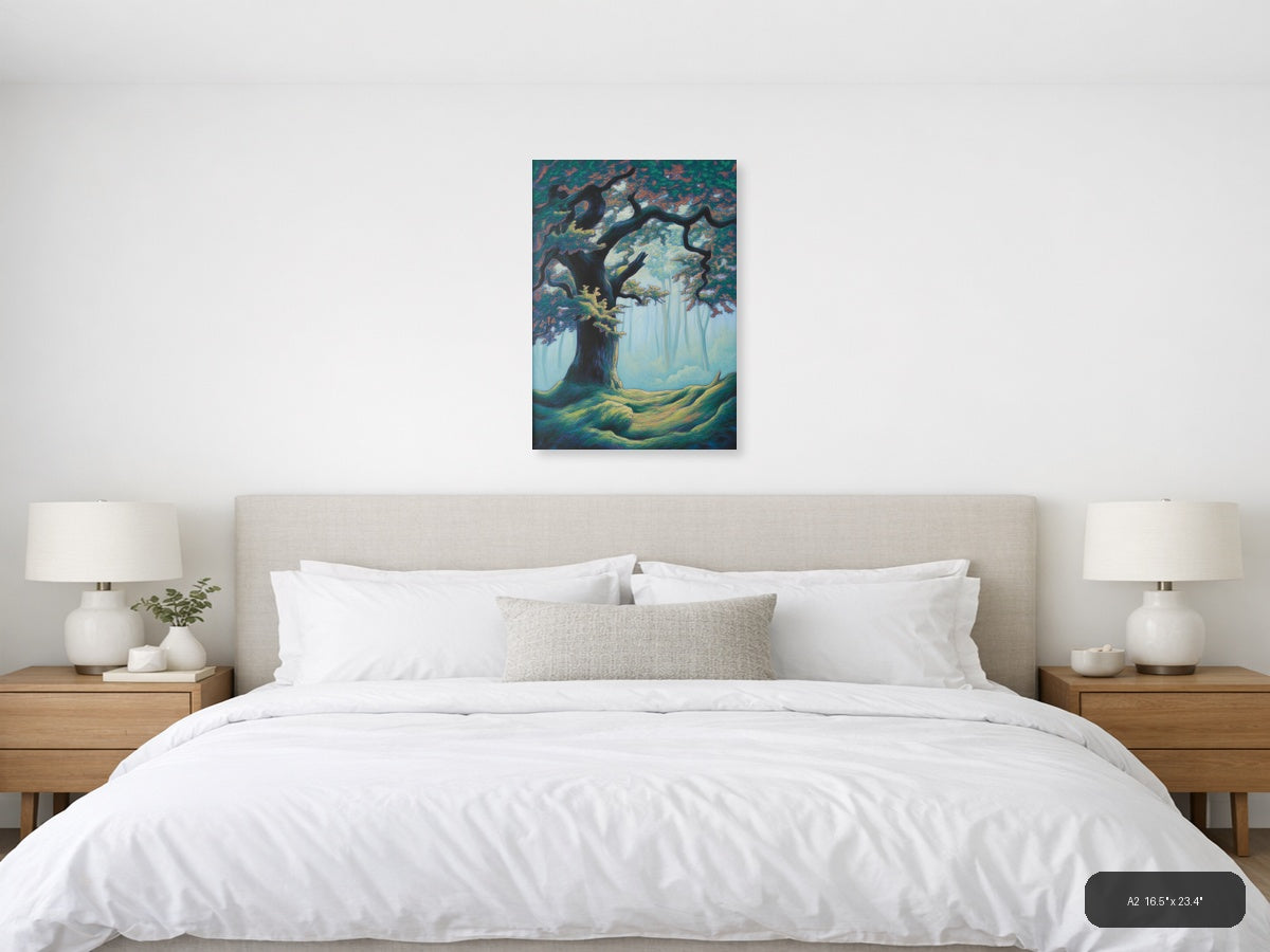 Ancient Gnarled Tree Forest Landscape Abstract Wall Art — A2 / Bedroom