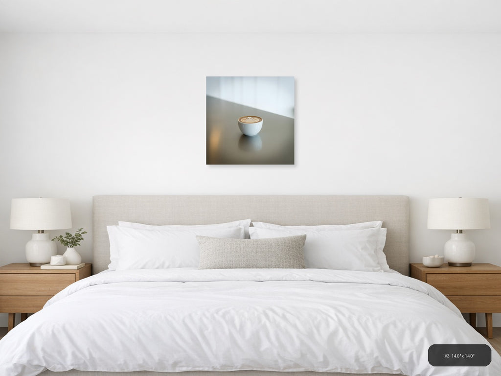 Minimalist Latte Art Coffee Cup Wall Art — A3 / Bedroom