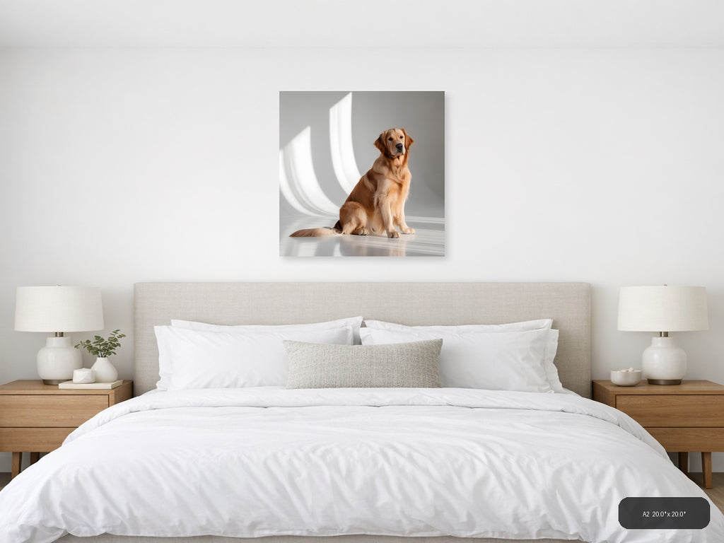Golden Retriever Minimalist Portrait Wall Art — A2 / Bedroom