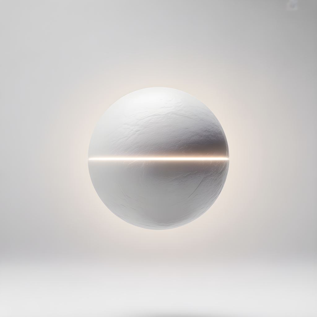 Minimalist White Sphere with Light Line Wall Art