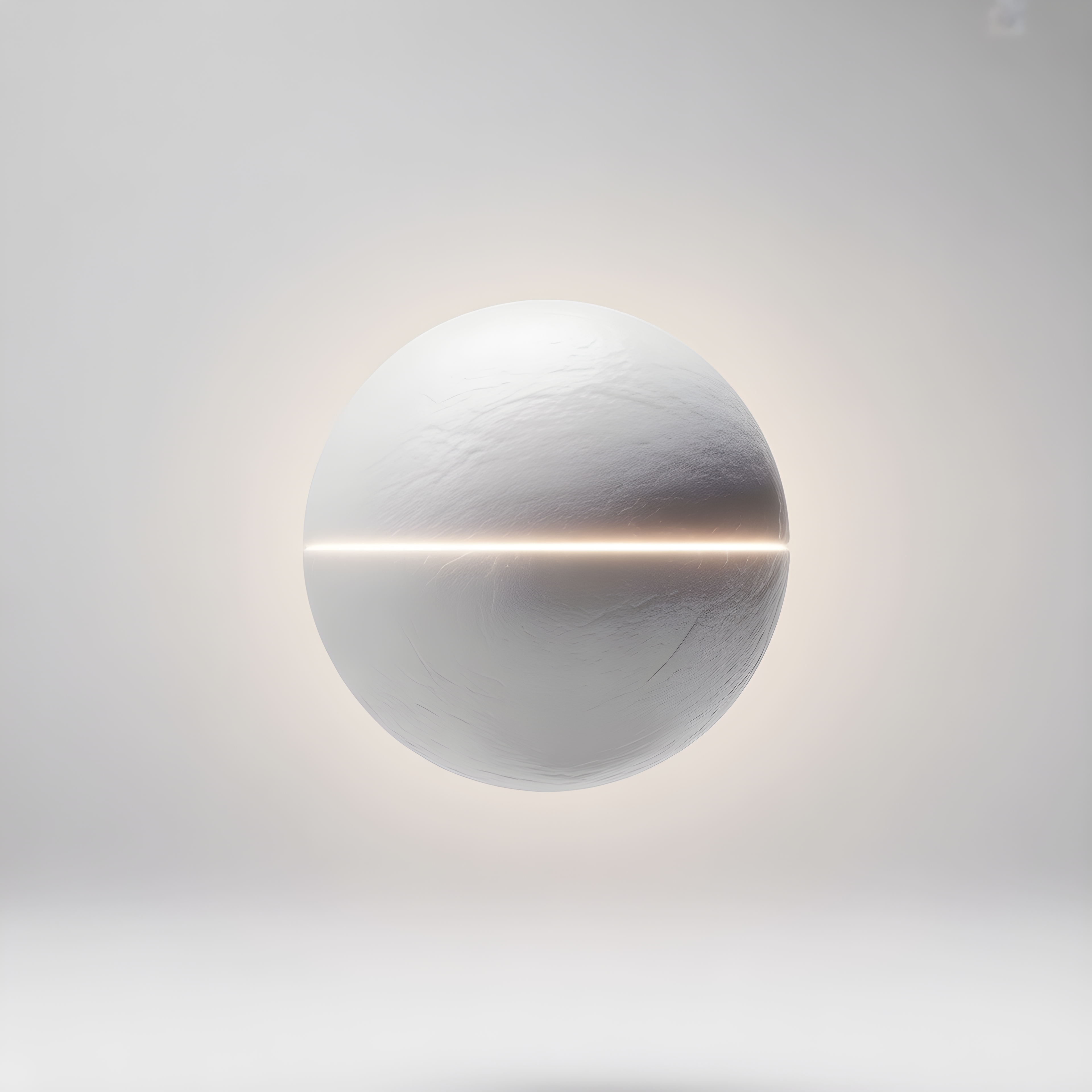 Minimalist White Sphere with Light Line Wall Art