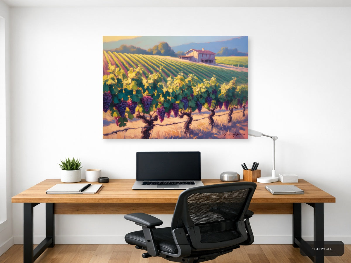 Vibrant Vineyard Landscape Abstract Wall Art — A1 / Office