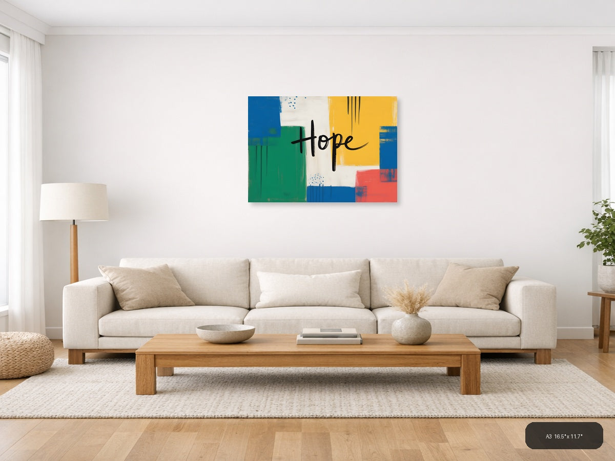 Hope Abstract Geometric Colorblock Modern Wall Art — A3 / Living Room