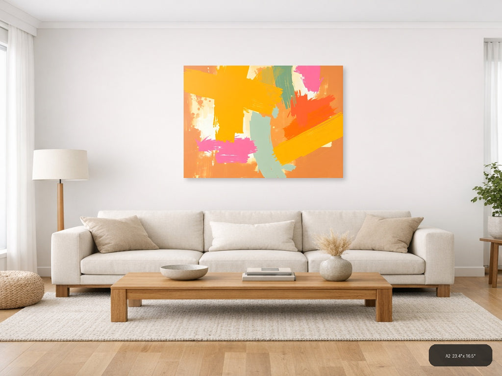 Vibrant Abstract Brushstrokes Modern Wall Art — A2 / Living Room
