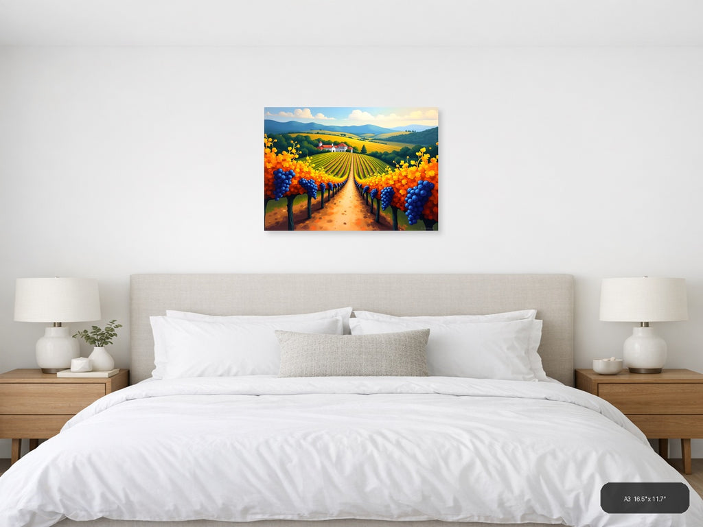 Vineyard Path Landscape Abstract Wall Art — A3 / Bedroom