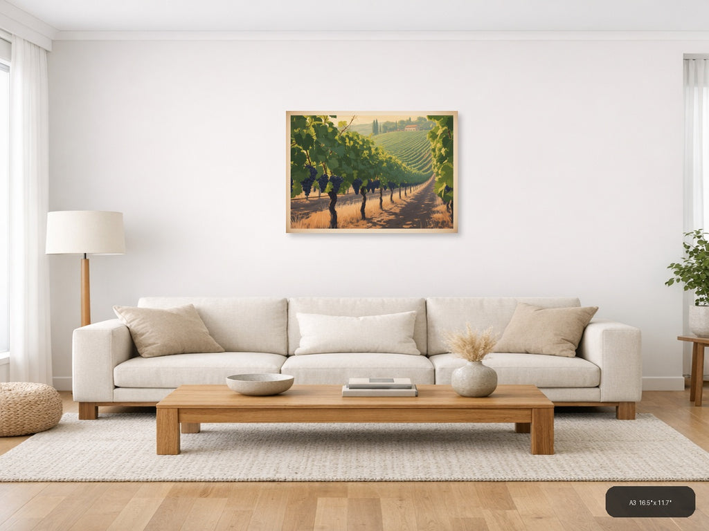 Vintage Tuscany Vineyard Landscape Wall Art — A3 / Living Room