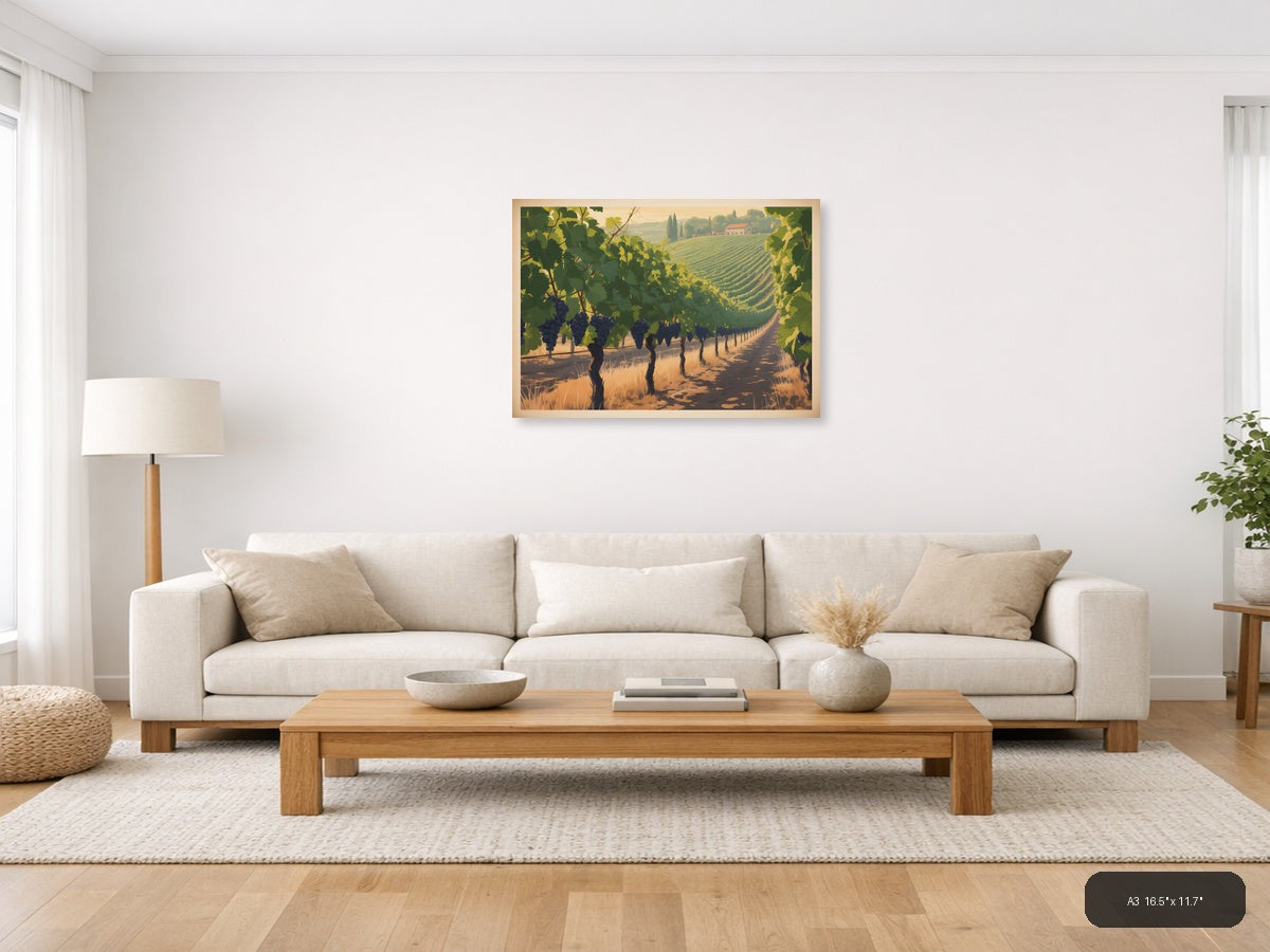 Vintage Tuscany Vineyard Landscape Wall Art — A3 / Living Room