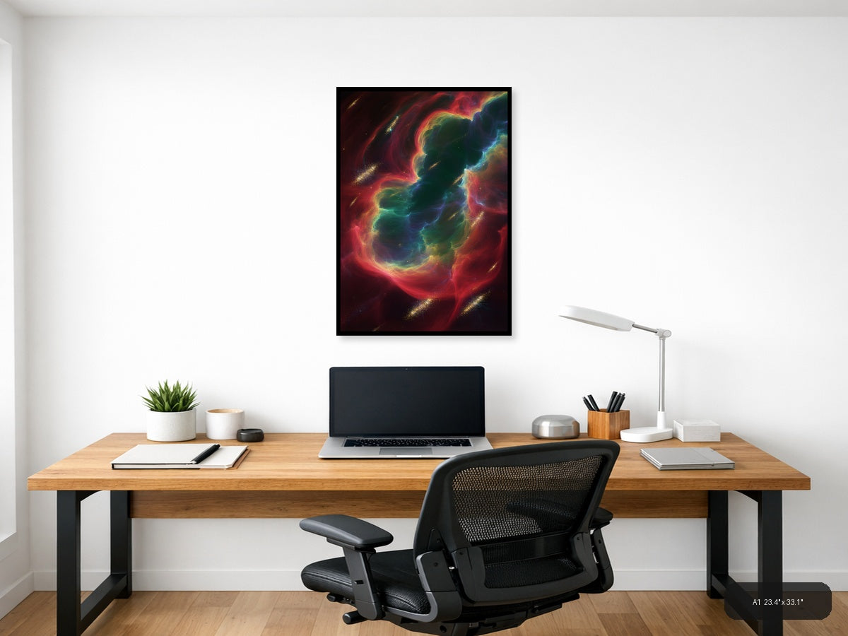 Vibrant Abstract Nebula Swirl - Colorful Modern Wall Art — A1 / Office