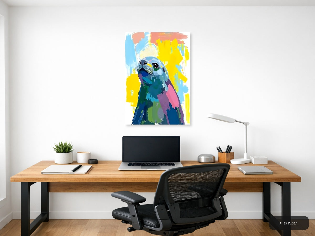 Colorful Abstract Seal Portrait Wall Art — A1 / Office