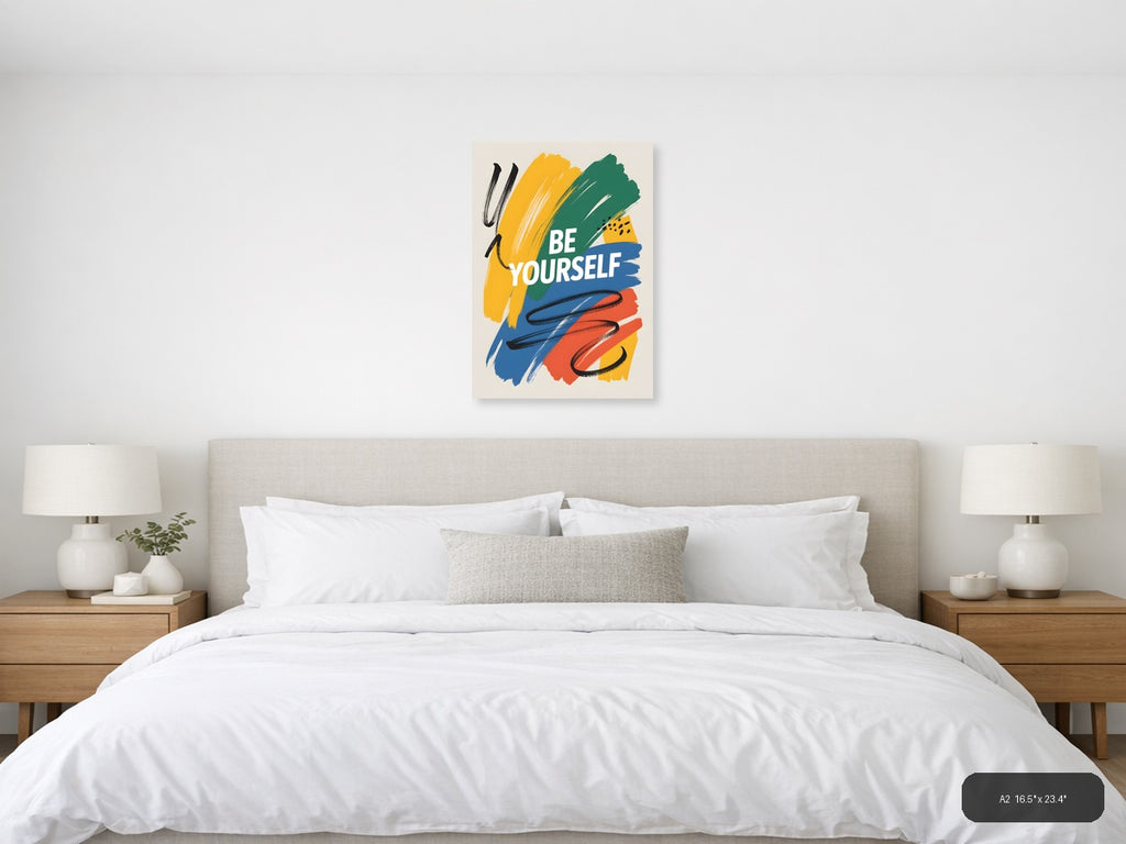 Be Yourself Abstract Colorful Brushstrokes Wall Art — A2 / Bedroom
