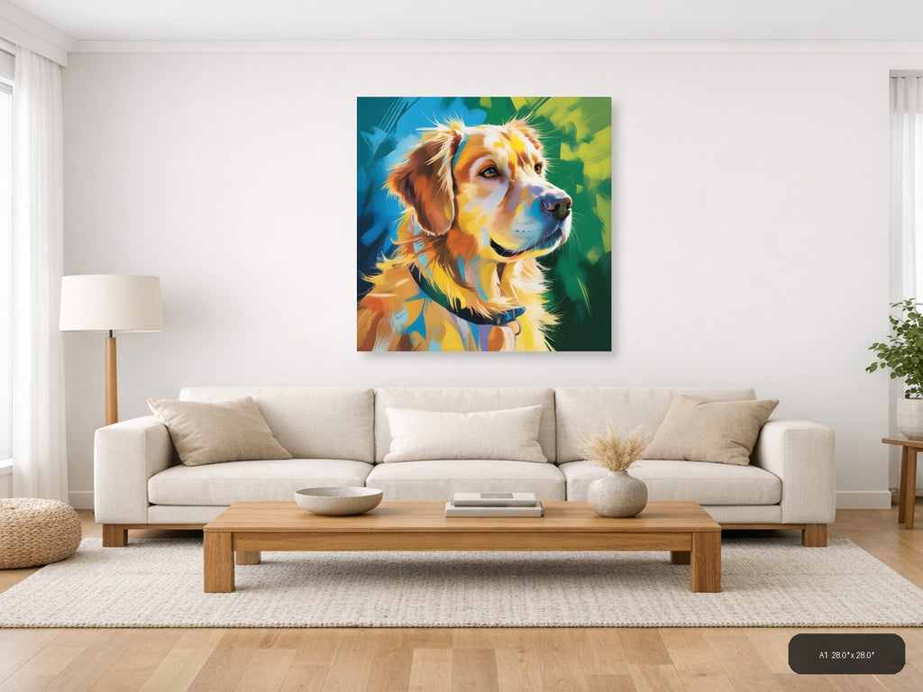 Colorful Abstract Dog Portrait Modern Wall Art — A1 / Living Room