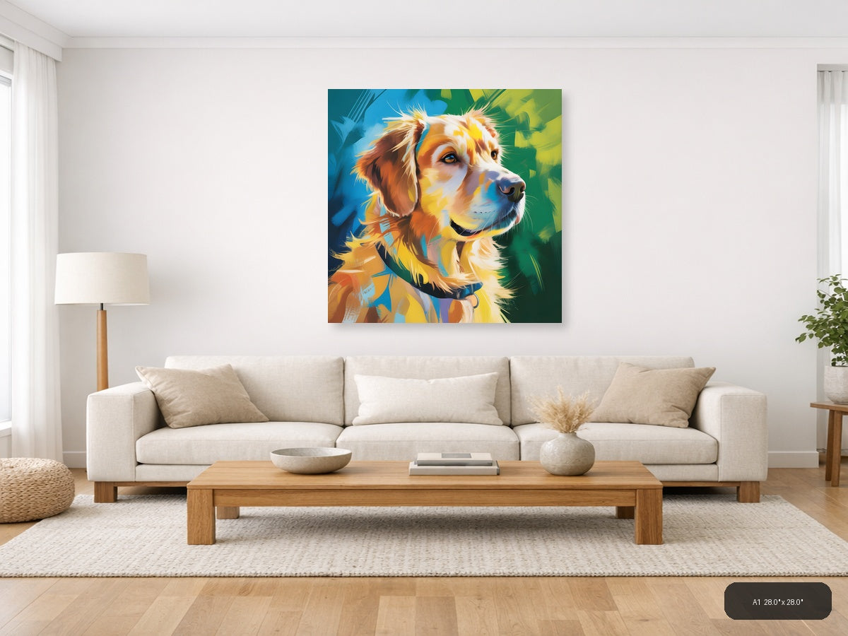 Colorful Abstract Dog Portrait Modern Wall Art — A1 / Living Room
