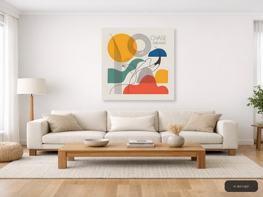 Chase Dreams Abstract Line Art Geometric Wall Art — A1 / Living Room