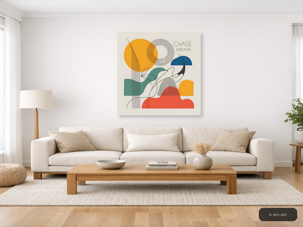 Chase Dreams Abstract Line Art Geometric Wall Art — A1 / Living Room