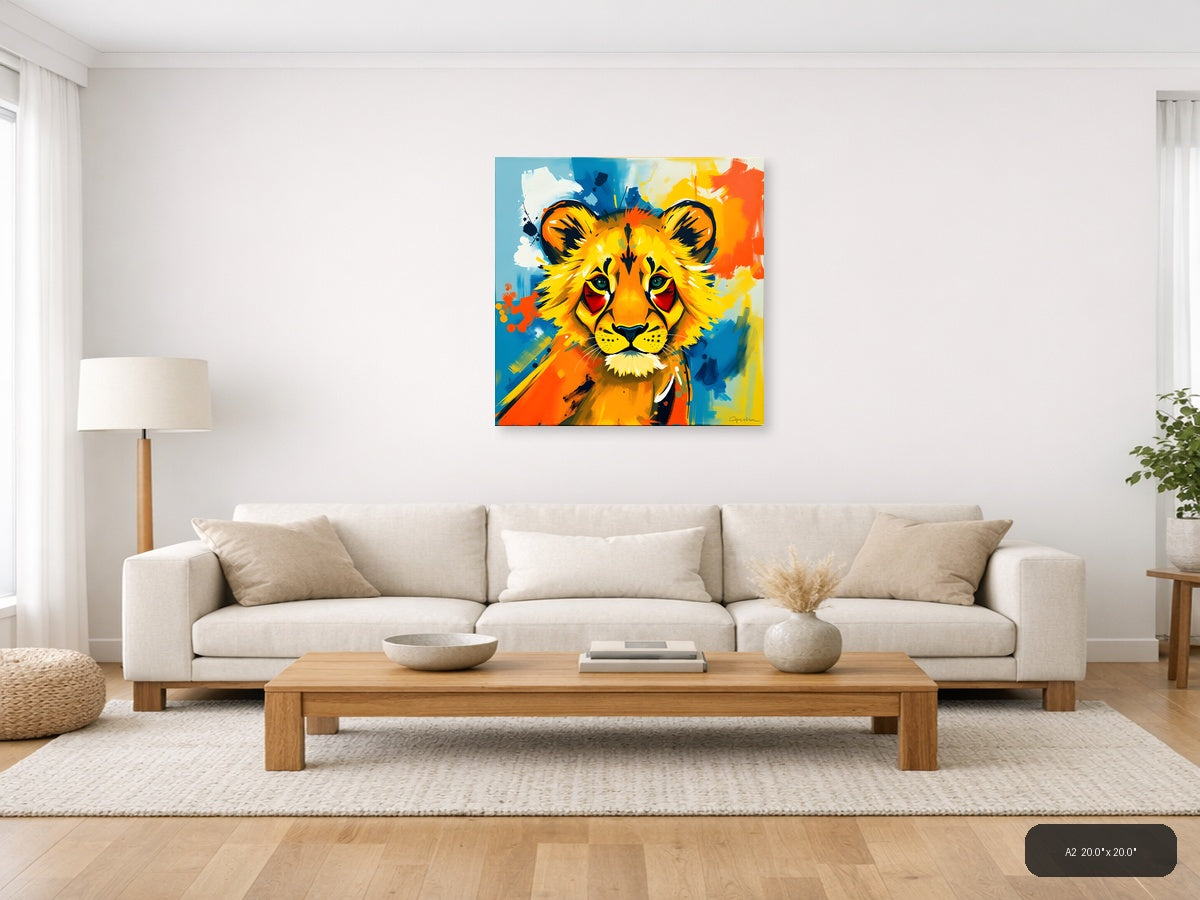 Colorful Abstract Lion Head Pop Art Wall Art — A2 / Living Room