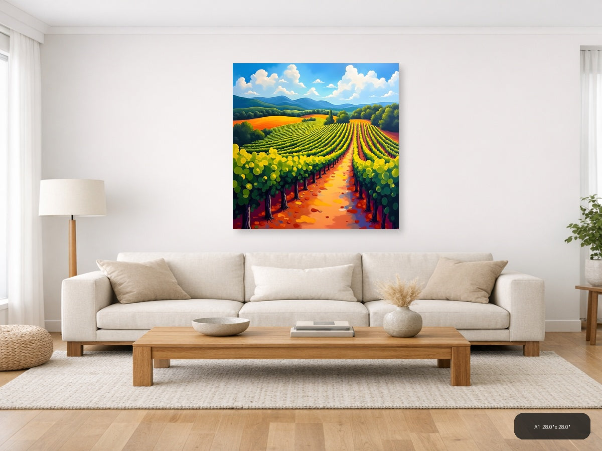Vibrant Vineyard Landscape Abstract Wall Art — A1 / Living Room