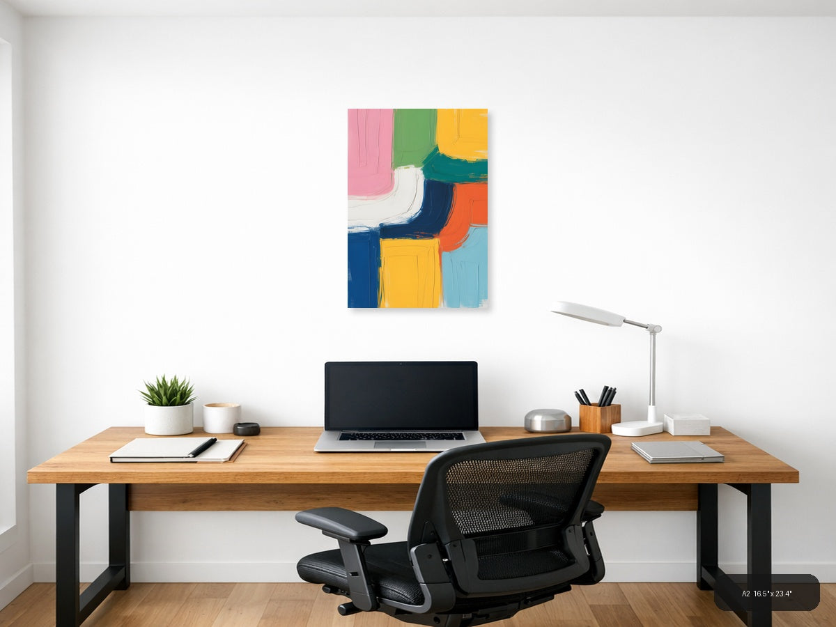 Colorful Abstract Geometric Blocks Modern Wall Art — A2 / Office