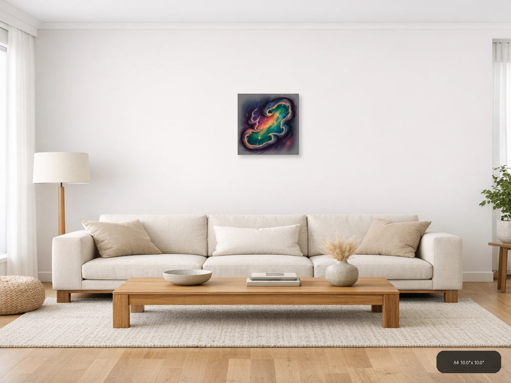 Cosmic Zodiac Gemini Neon Line Art Wall Art — A4 / Living Room