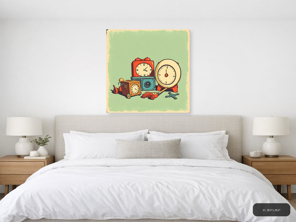 Vintage Toy Collection Retro Wall Art — A1 / Bedroom