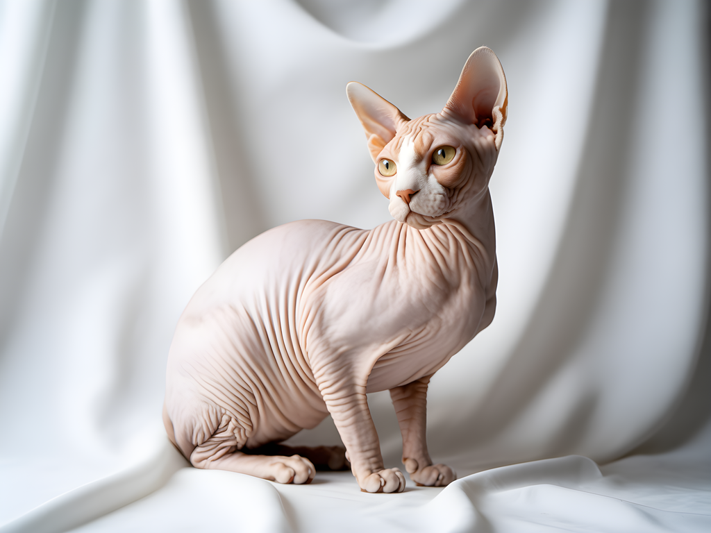 Minimalist Hairless Cat Portrait Landscape Wall Art