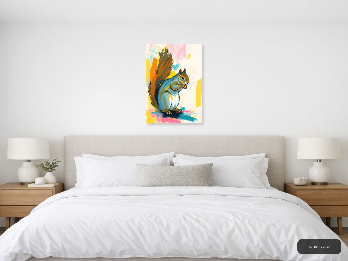 Colorful Abstract Squirrel Portrait Wall Art — A2 / Bedroom