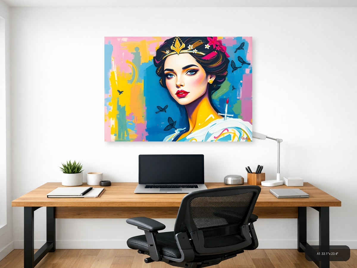 Colorful Pop Art Woman Portrait Abstract Wall Art — A1 / Office