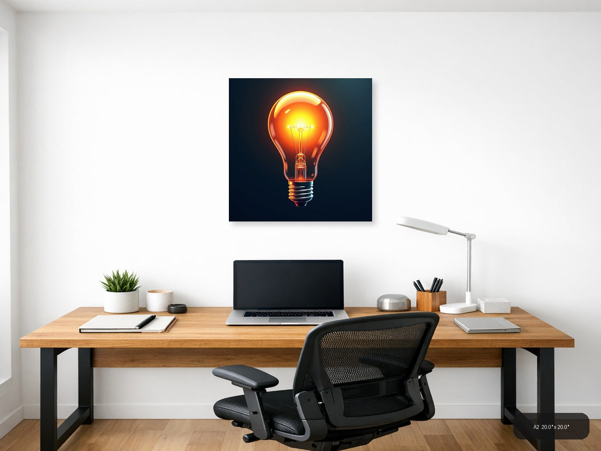 Glowing Lightbulb Abstract Modern Wall Art — A2 / Office