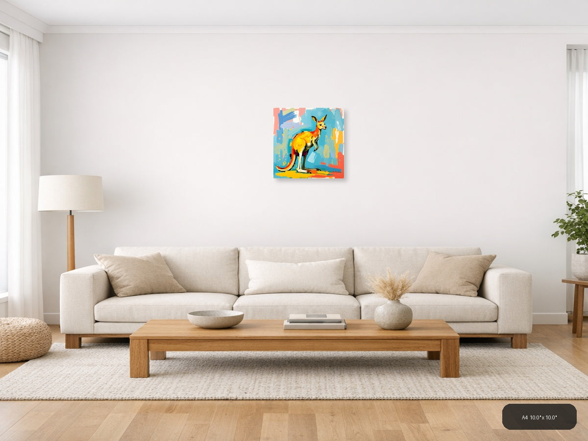 Colorful Abstract Kangaroo Pop Art Wall Art — A4 / Living Room