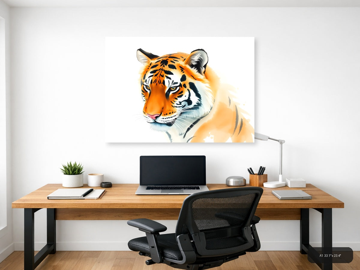 Tiger Portrait Watercolor Wall Art — A1 / Office