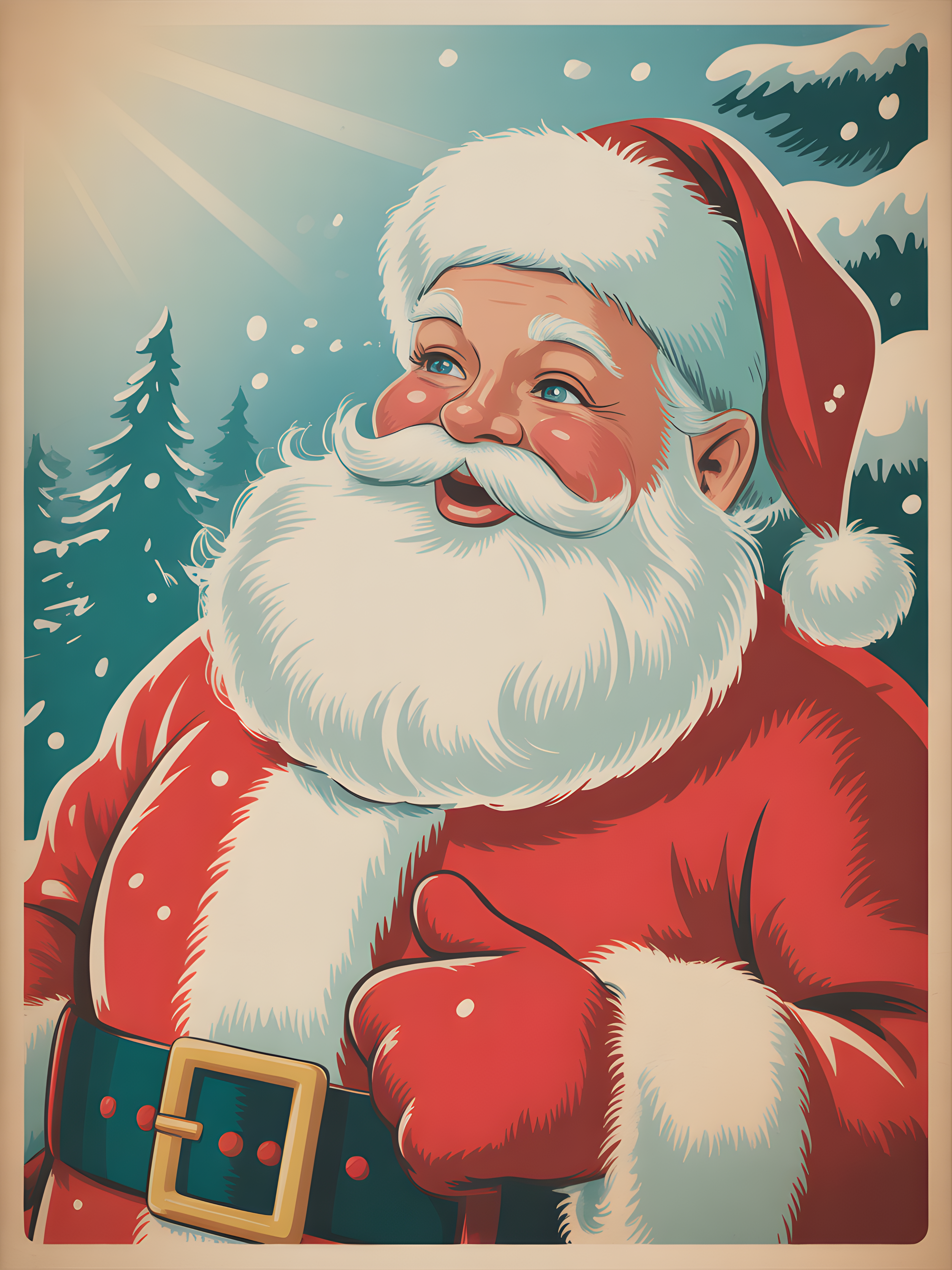Vintage Santa Claus Portrait Christmas Wall Art