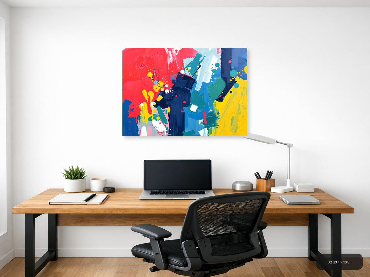 Vibrant Abstract Expressionist Splatter Canvas Wall Art — A2 / Office