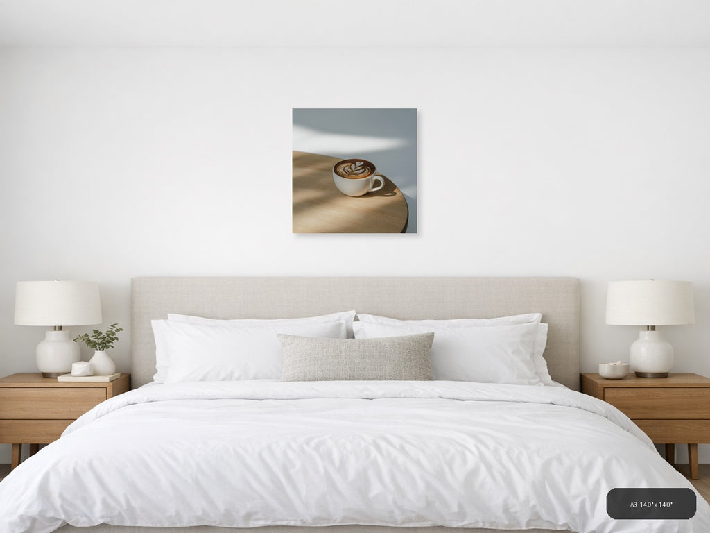 Minimalist Latte Art Coffee Cup Wall Art — A3 / Bedroom