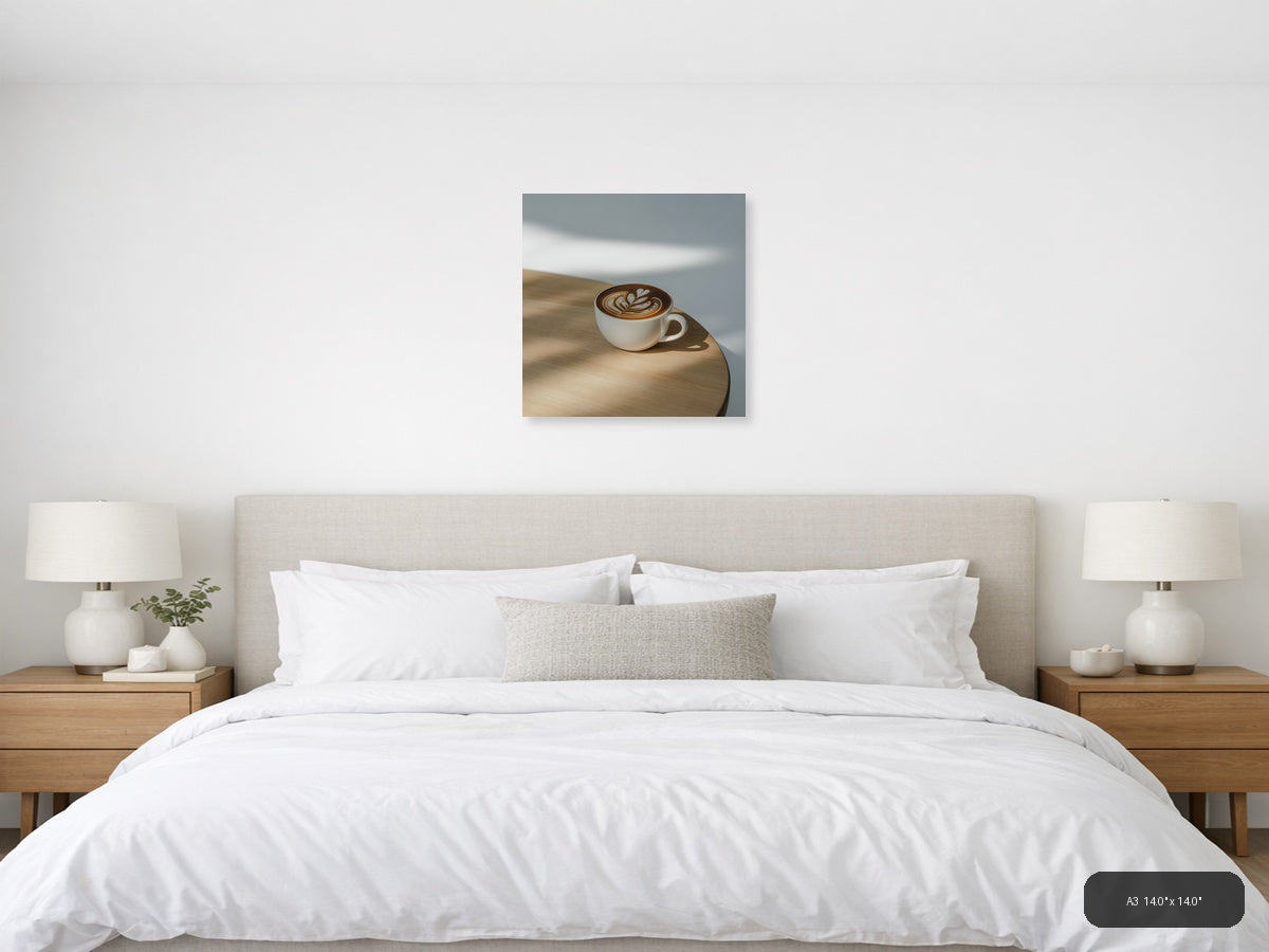 Minimalist Latte Art Coffee Cup Wall Art — A3 / Bedroom