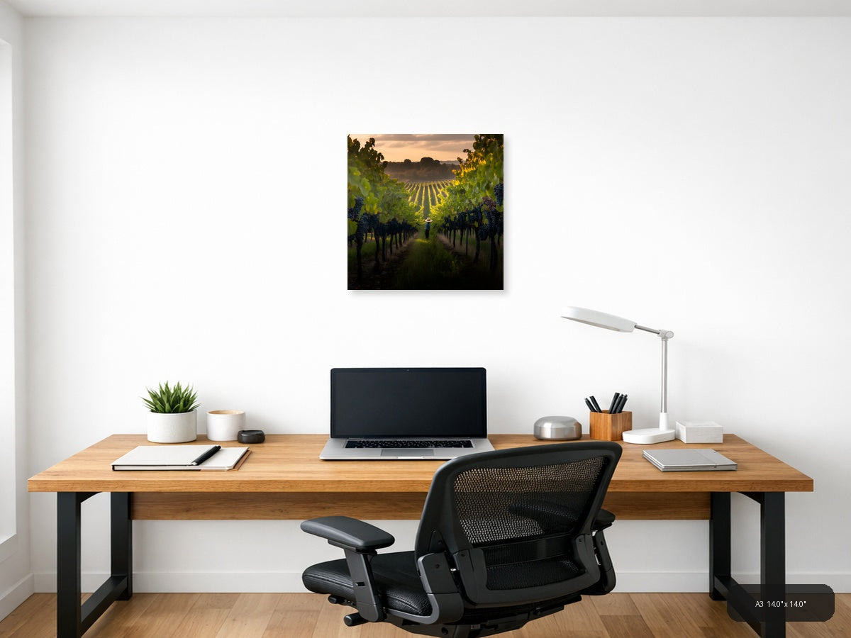 Vineyard at Sunset - Photography Wall Art — A3 / Office