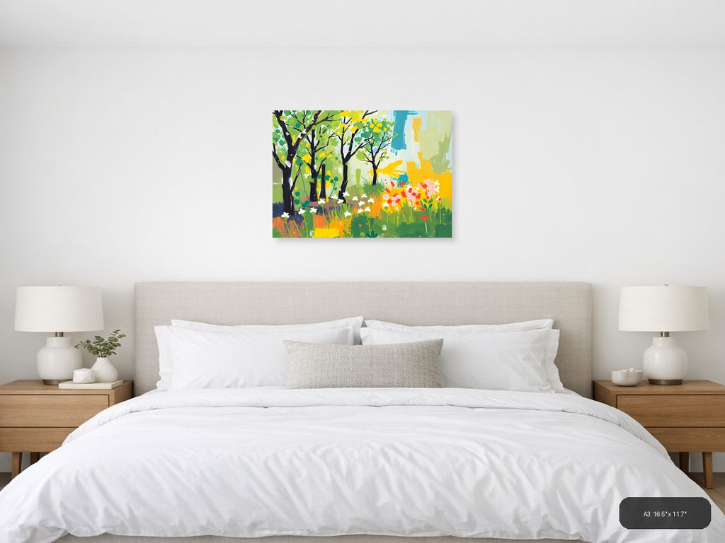 Spring Garden Abstract Landscape Wall Art — A3 / Bedroom