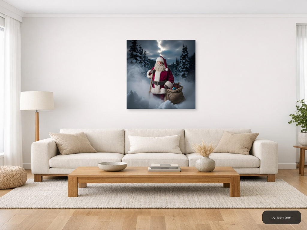 Santa Claus Winter Forest Snow Photography Wall Art — A2 / Living Room