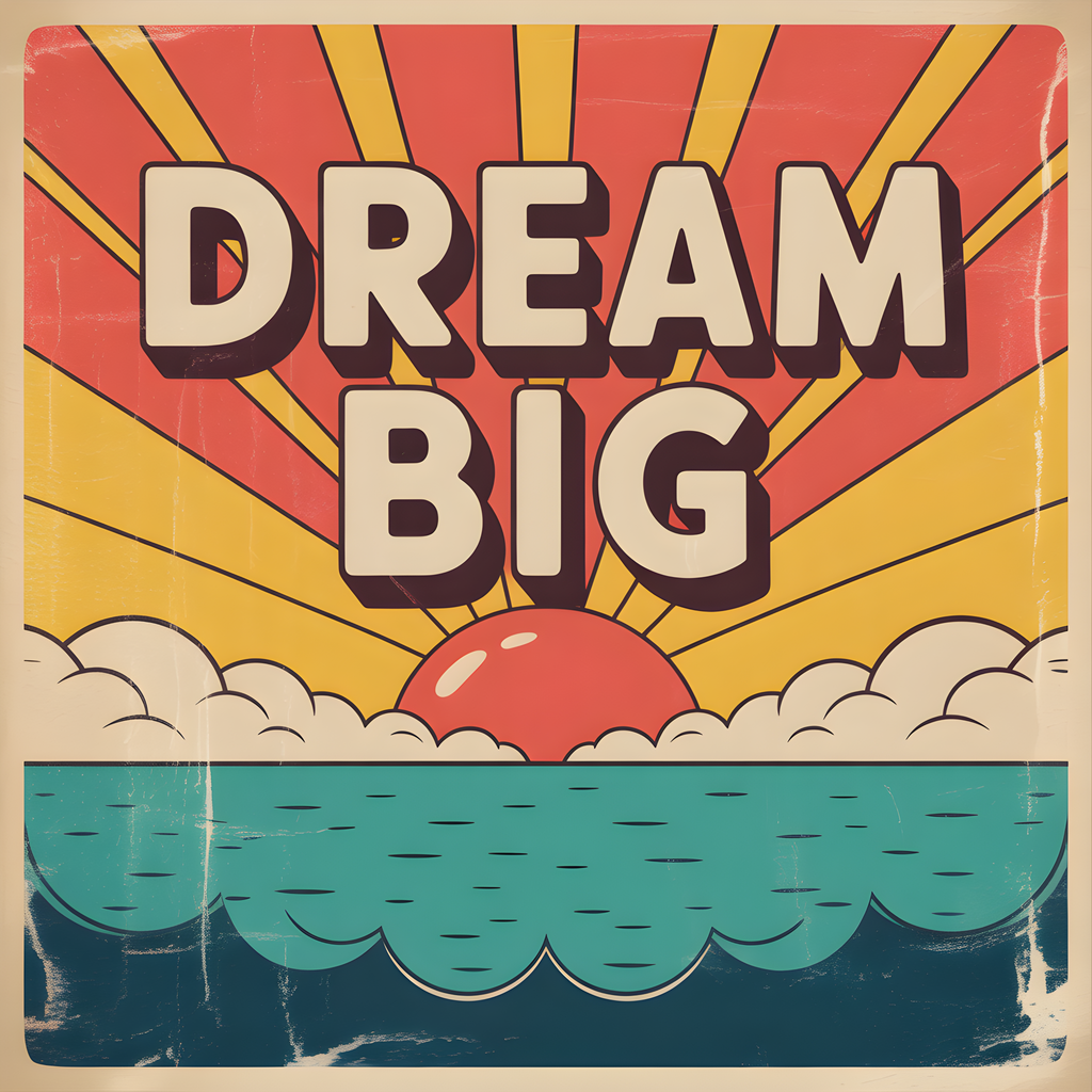 Dream Big Vintage Sunrise Ocean Wall Art