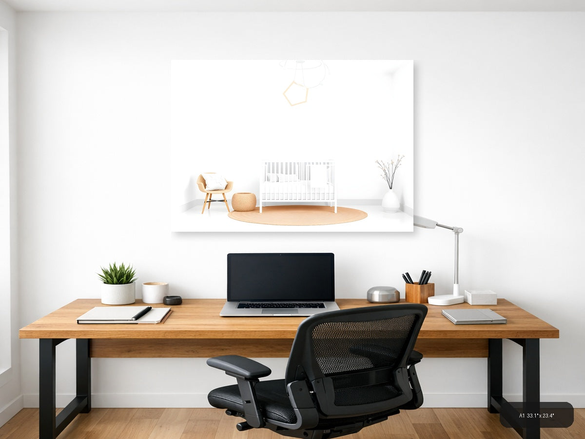 Minimalist Nursery Room Layout Illustration Wall Art — A1 / Office
